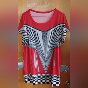 New ladies shirt red/black Rhinestones. Size large